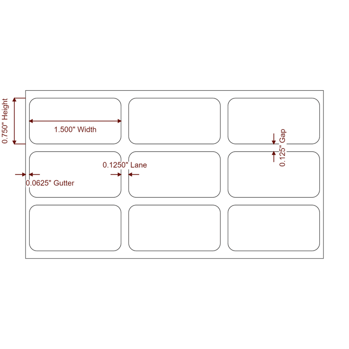 1.5" x 0.75" Rectangle Roll for Epson ColorWorks & Primera Printers; 1.5" x 0.75" Rectangle Label Diagram