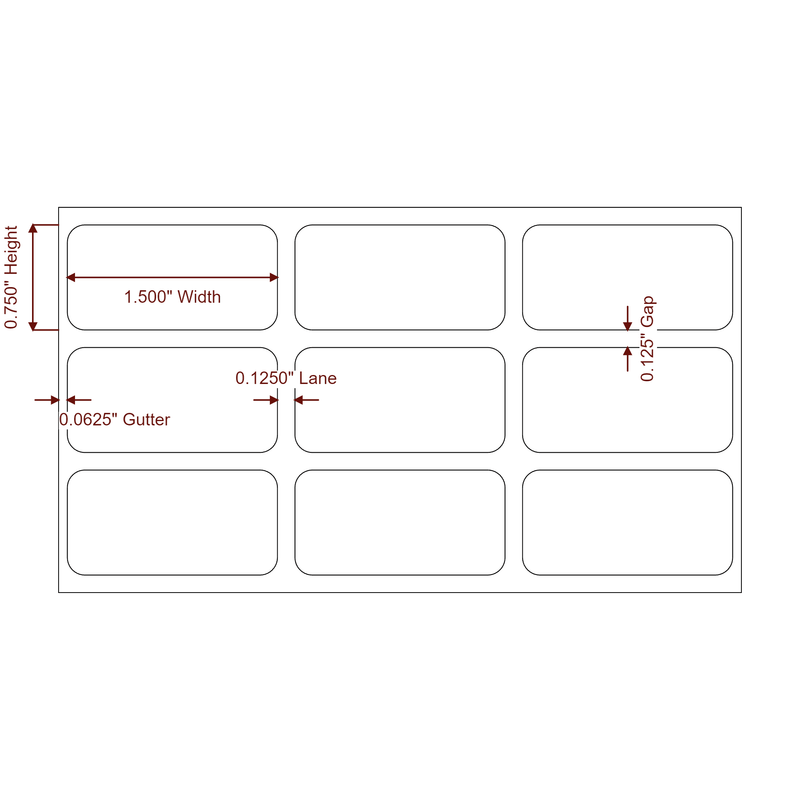 1.5" x 0.75" Inkjet Label Rolls | 3-Up | Fits Epson ColorWorks & Primera - Label Diagram