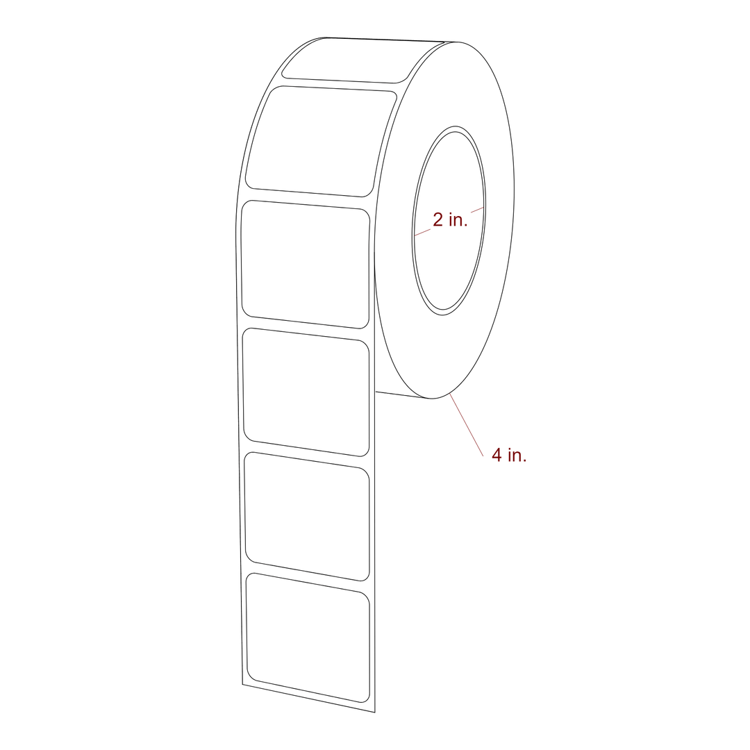 1.5 Inch x 1.25 Inch Rectangle Inkjet Label Roll - 2 Inch Core - 4 Inch Roll OD - 3D Perspective