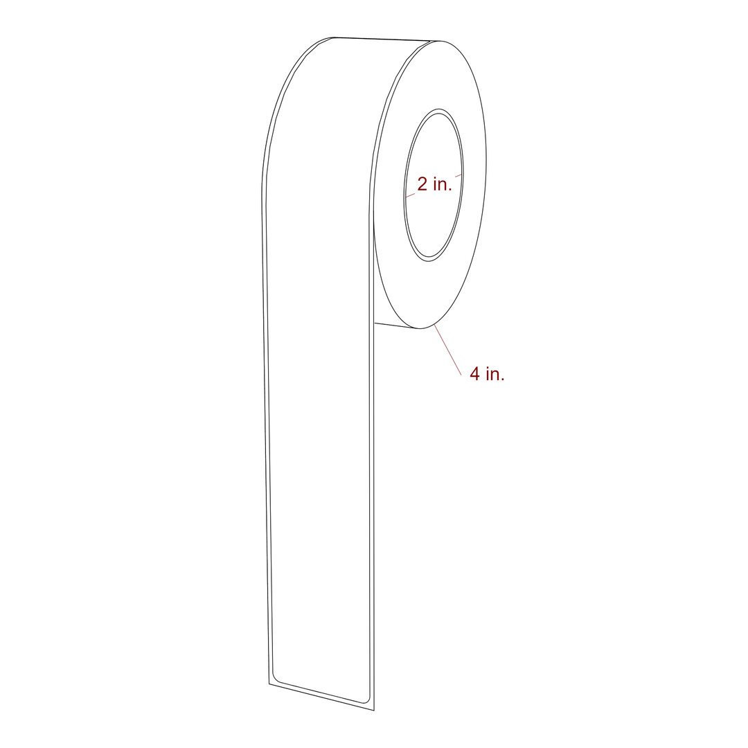 1.5 Inch x 10 Inch Rectangle Inkjet Label Roll - 2 Inch Core - 4 Inch Roll OD - 3D Perspective