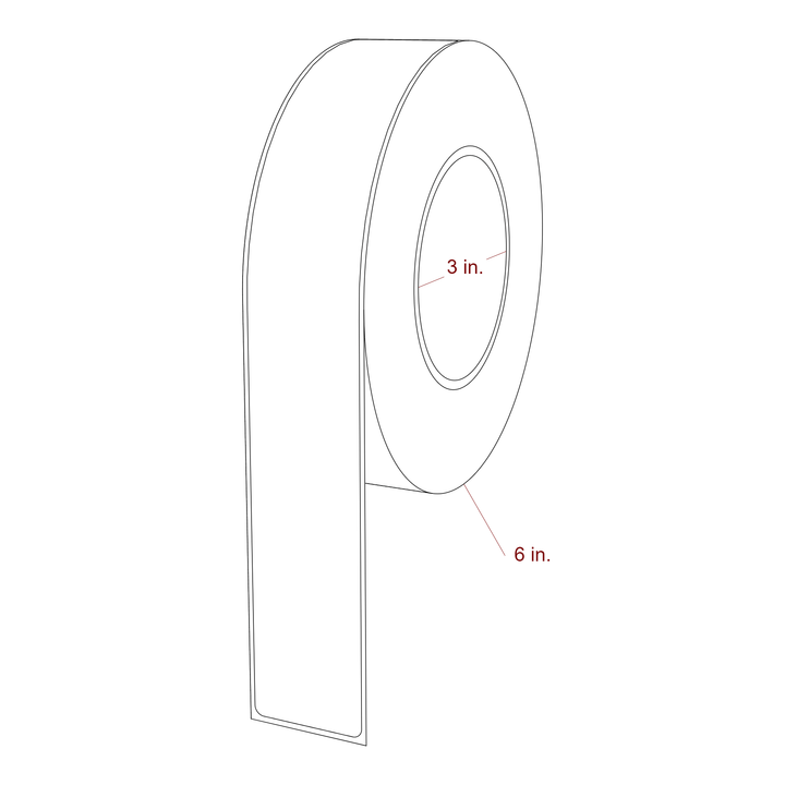 1.5 Inch x 10 Inch Rectangle Inkjet Label Roll - 3 Inch Core - 6 Inch Roll OD - 3D Perspective