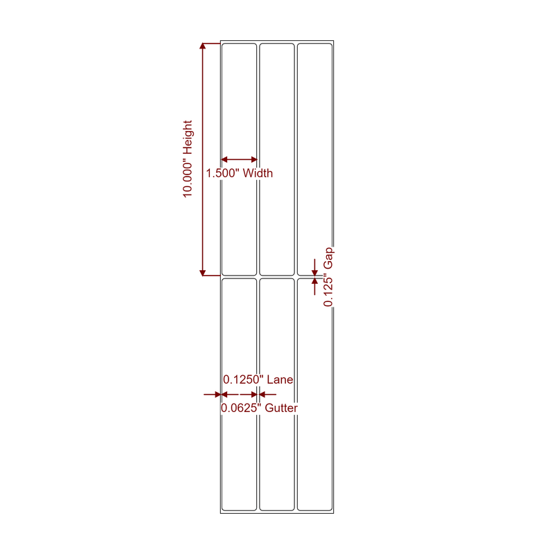 1.5" x 10" Inkjet Label Rolls | 3-Up | Fits Epson ColorWorks & Primera - Label Diagram