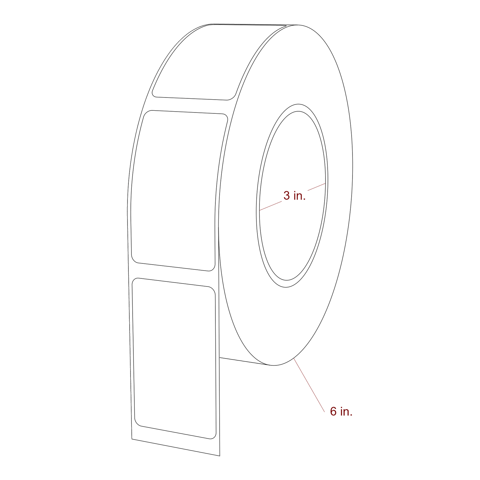 1.5" x 2.5" Rectangle Roll for Epson ColorWorks & Primera Printers; 1.5" x 2.5" Rectangle Label Diagram