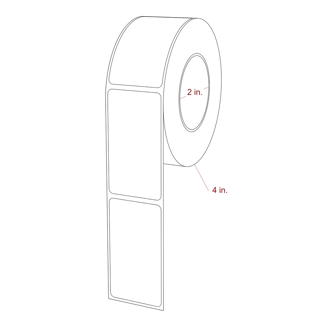 1.5 Inch x 2.75 Inch Rectangle Inkjet Label Roll - 2 Inch Core - 4 Inch Roll OD - 3D Perspective