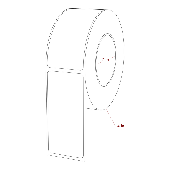 1.5 Inch x 3.25 Inch Rectangle Inkjet Label Roll - 2 Inch Core - 4 Inch Roll OD - 3D Perspective