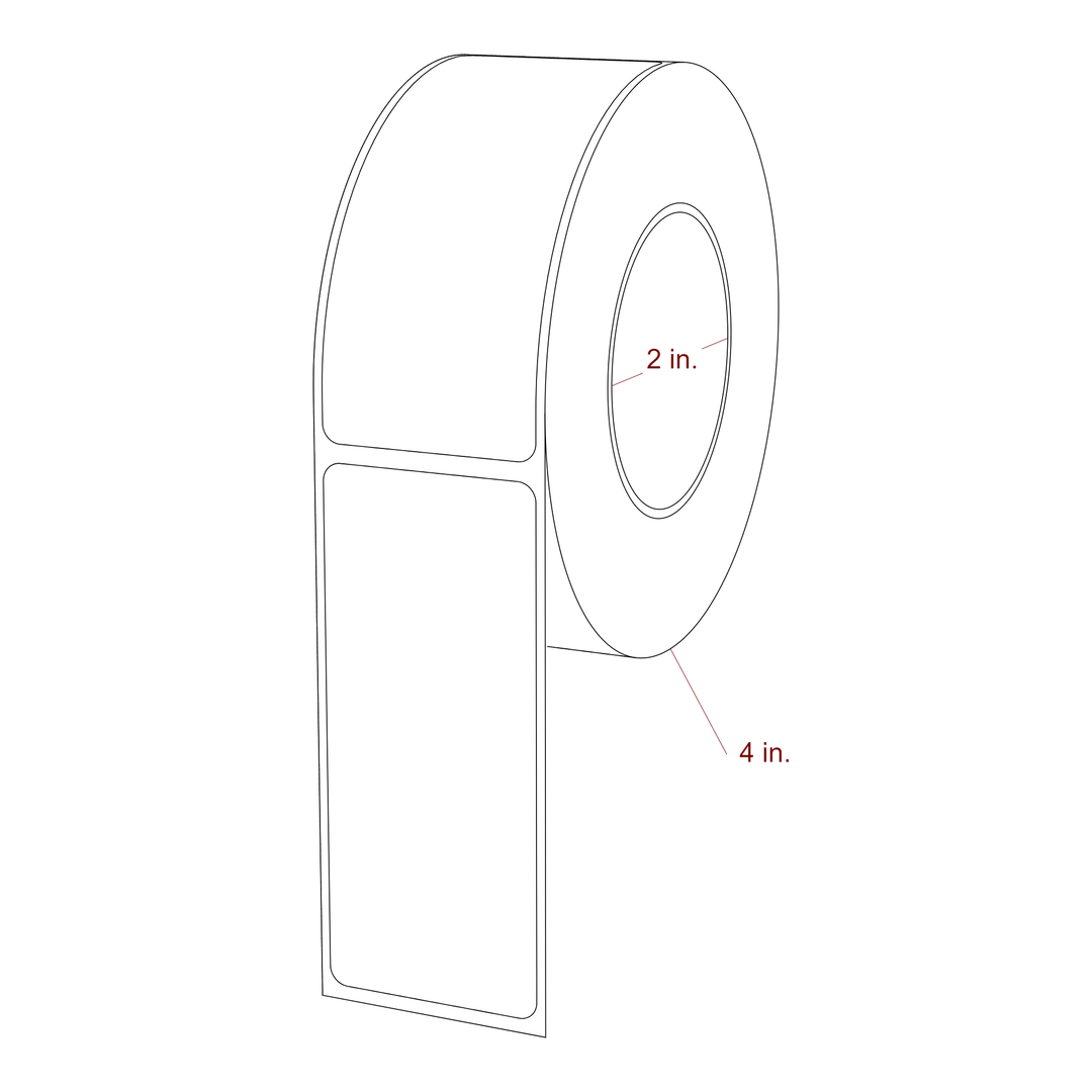 1.5 Inch x 3.5 Inch Rectangle Inkjet Label Roll - 2 Inch Core - 4 Inch Roll OD - 3D Perspective