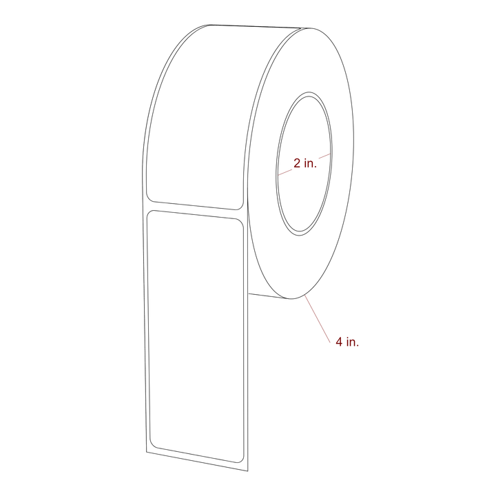 1.5 Inch x 3.5 Inch Rectangle Inkjet Label Roll - 2 Inch Core - 4 Inch Roll OD - 3D Perspective