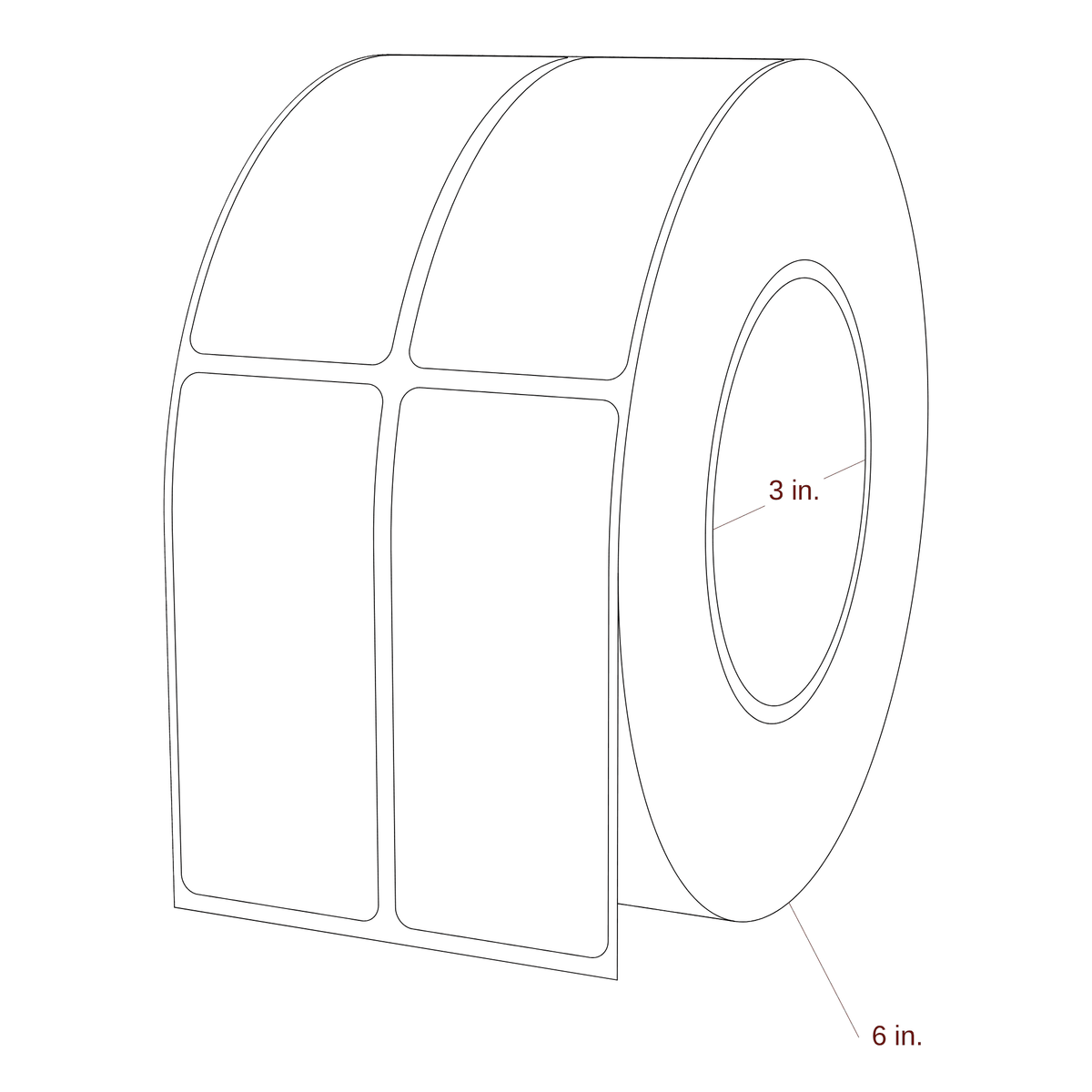 1.5" x 3.5" Rectangle Roll for Epson ColorWorks & Primera Printers; 1.5" x 3.5" Rectangle Label Diagram