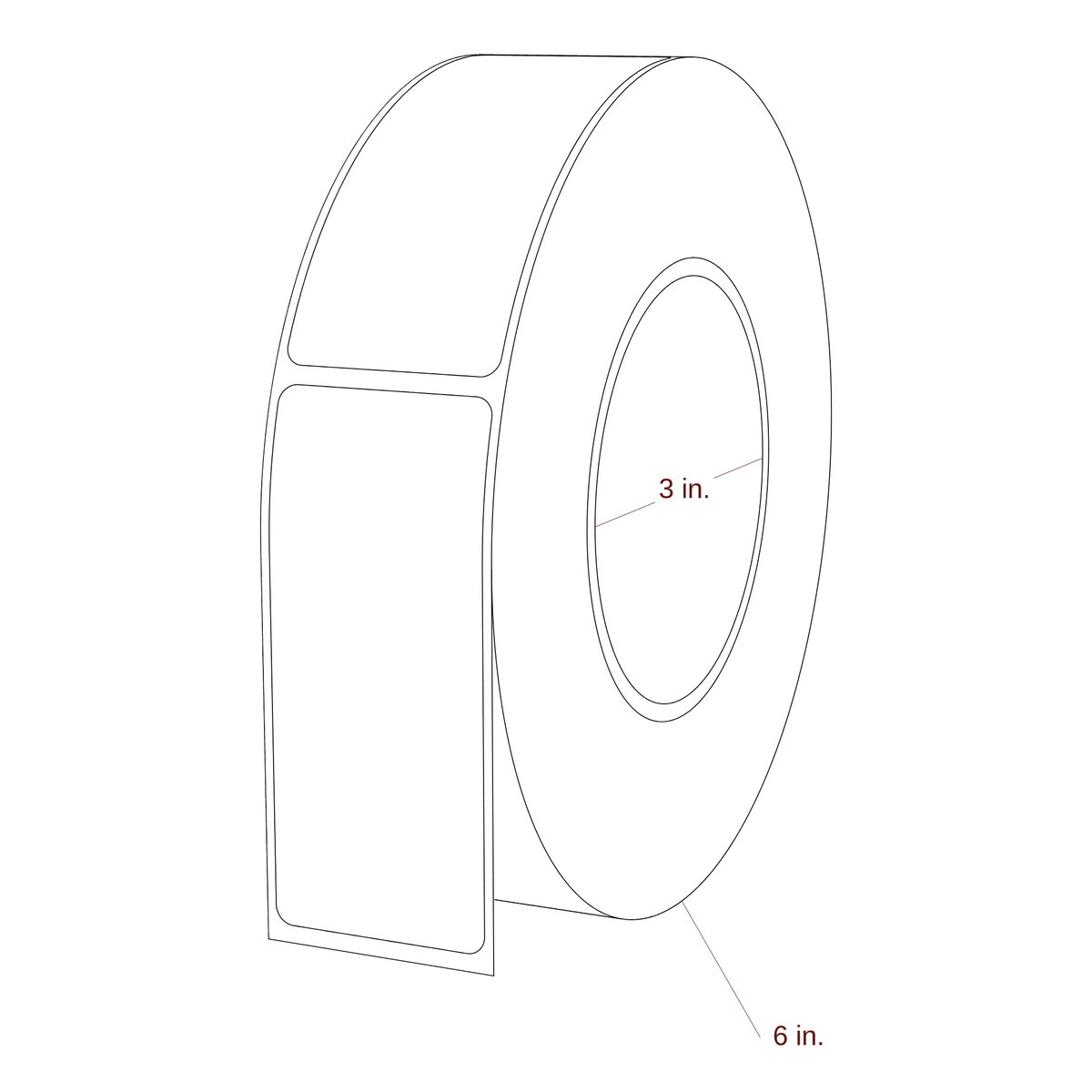1.5" x 3.5" Rectangle Roll for Epson ColorWorks & Primera Printers; 1.5" x 3.5" Rectangle Label Diagram