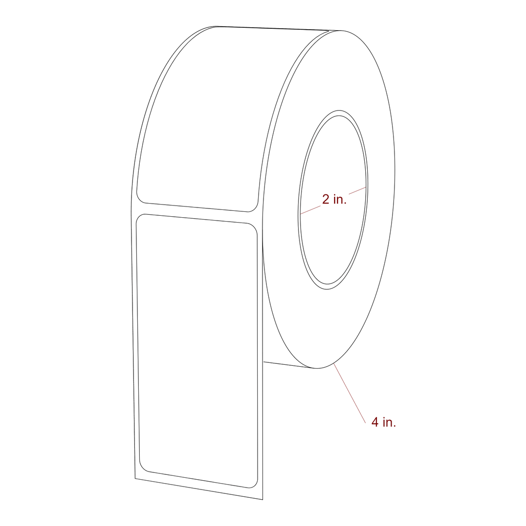 1.5 Inch x 3 Inch Rectangle Inkjet Label Roll - 2 Inch Core - 4 Inch Roll OD - 3D Perspective