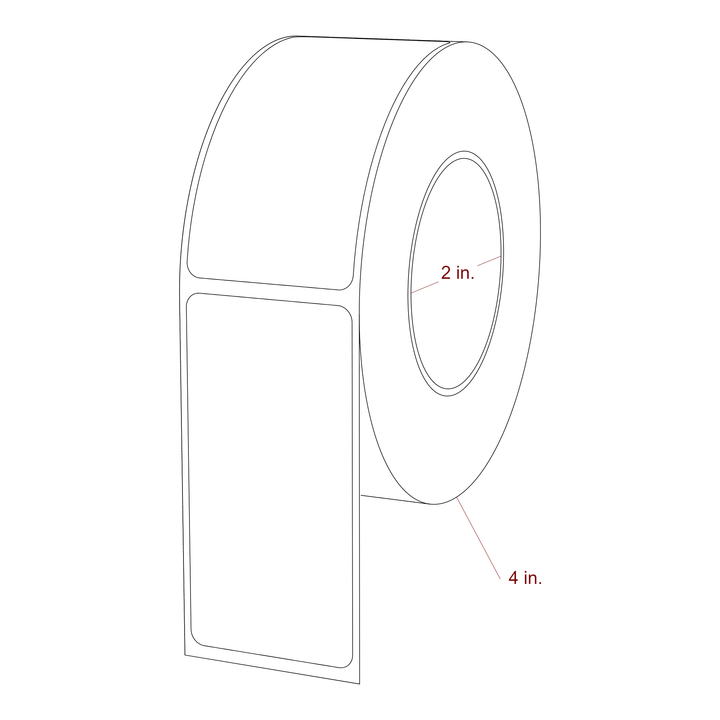 1.5 Inch x 3 Inch Rectangle Inkjet Label Roll - 2 Inch Core - 4 Inch Roll OD - 3D Perspective