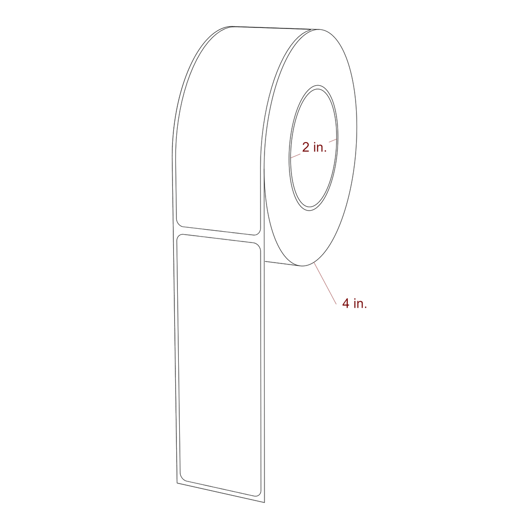 1.5 Inch x 4.25 Inch Rectangle Inkjet Label Roll - 2 Inch Core - 4 Inch Roll OD - 3D Perspective
