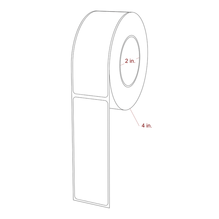 1.5 Inch x 4.25 Inch Rectangle Inkjet Label Roll - 2 Inch Core - 4 Inch Roll OD - 3D Perspective
