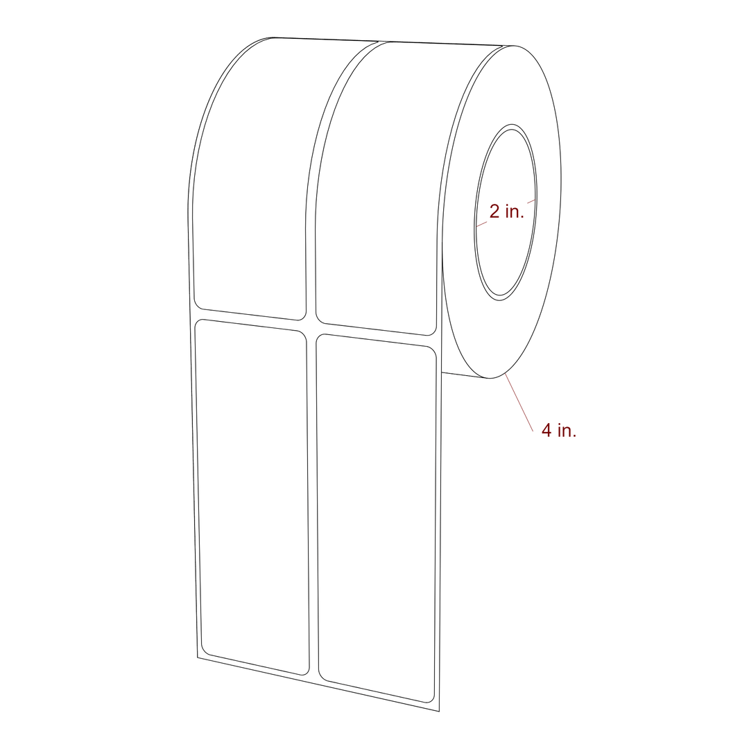 1.5 Inch x 4.25 Inch Rectangle Inkjet Label Roll - 2 Inch Core - 4 Inch Roll OD - 2Up - 3D Perspective