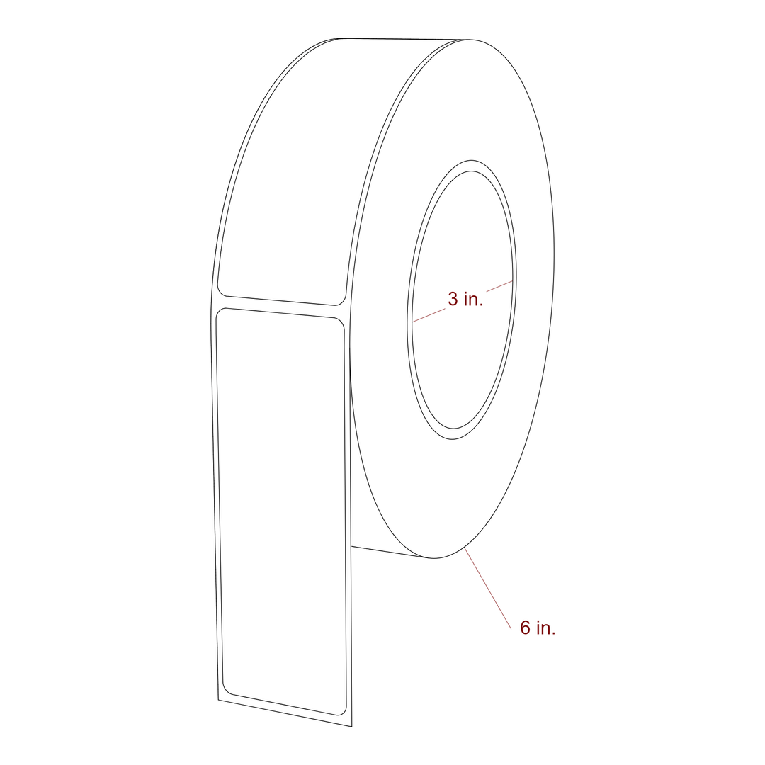 1.5 Inch x 4.25 Inch Rectangle Inkjet Label Roll - 3 Inch Core - 6 Inch Roll OD - 3D Perspective