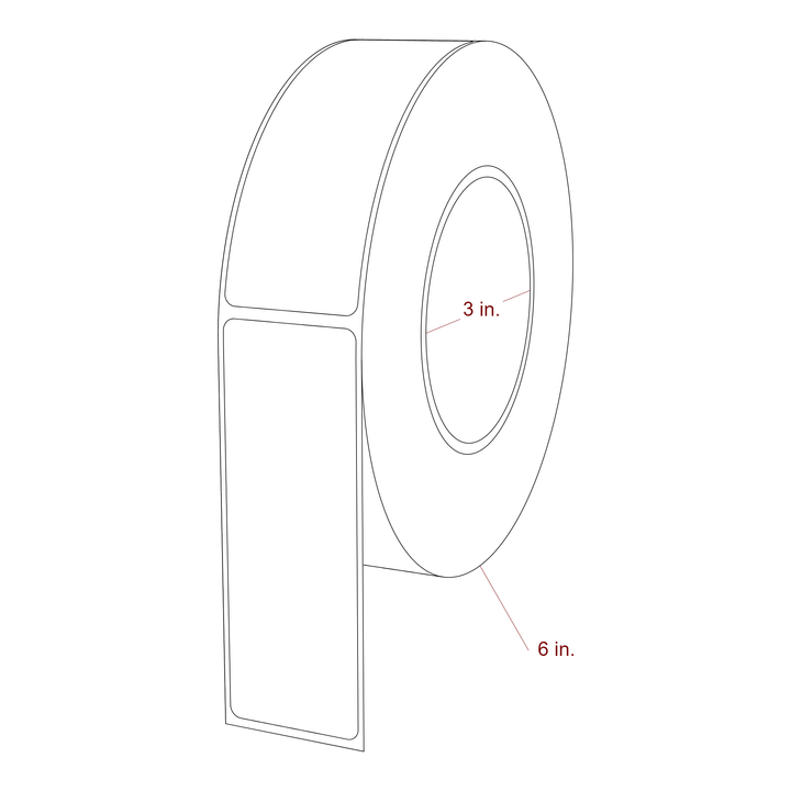 1.5 Inch x 4.25 Inch Rectangle Inkjet Label Roll - 3 Inch Core - 6 Inch Roll OD - 3D Perspective