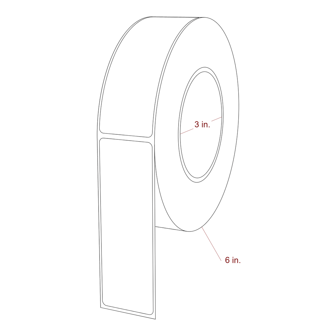 1.5 Inch x 4.5 Inch Rectangle Inkjet Label Roll - 3 Inch Core - 6 Inch Roll OD - 3D Perspective