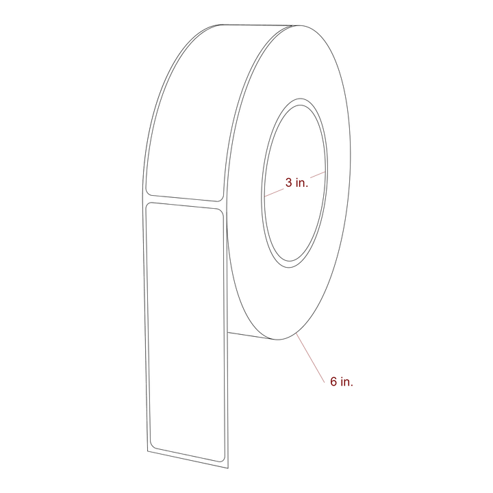 1.5 Inch x 4.5 Inch Rectangle Inkjet Label Roll - 3 Inch Core - 6 Inch Roll OD - 3D Perspective