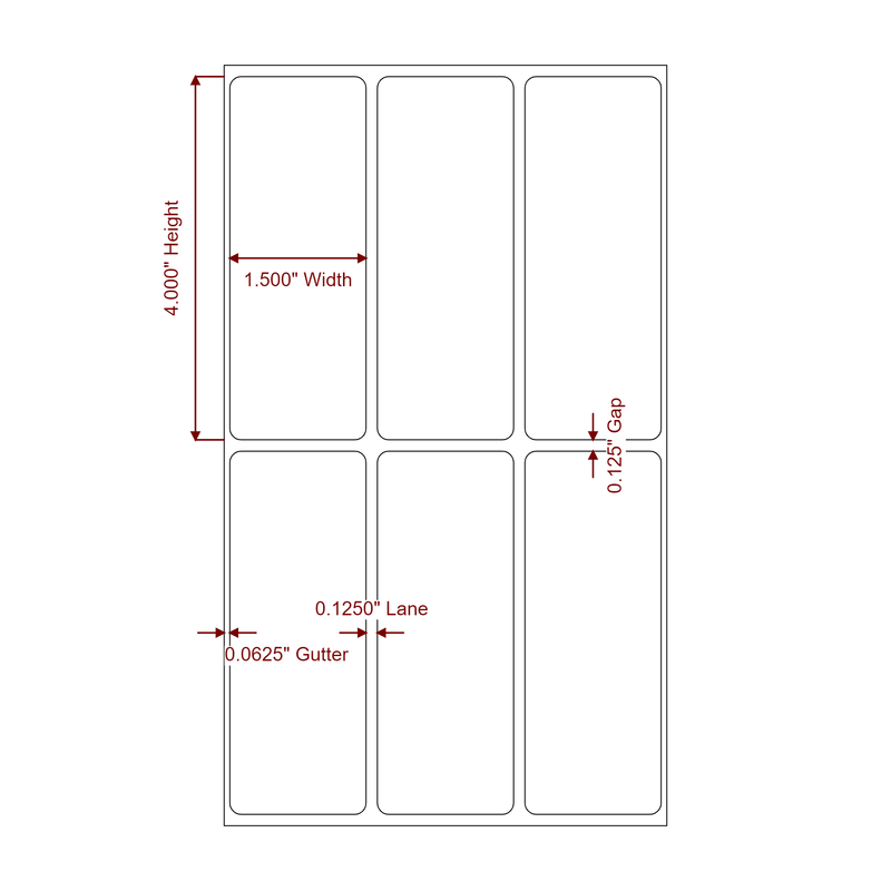 1.5" x 4" Inkjet Label Rolls | 3-Up | Fits Epson ColorWorks & Primera - Label Diagram