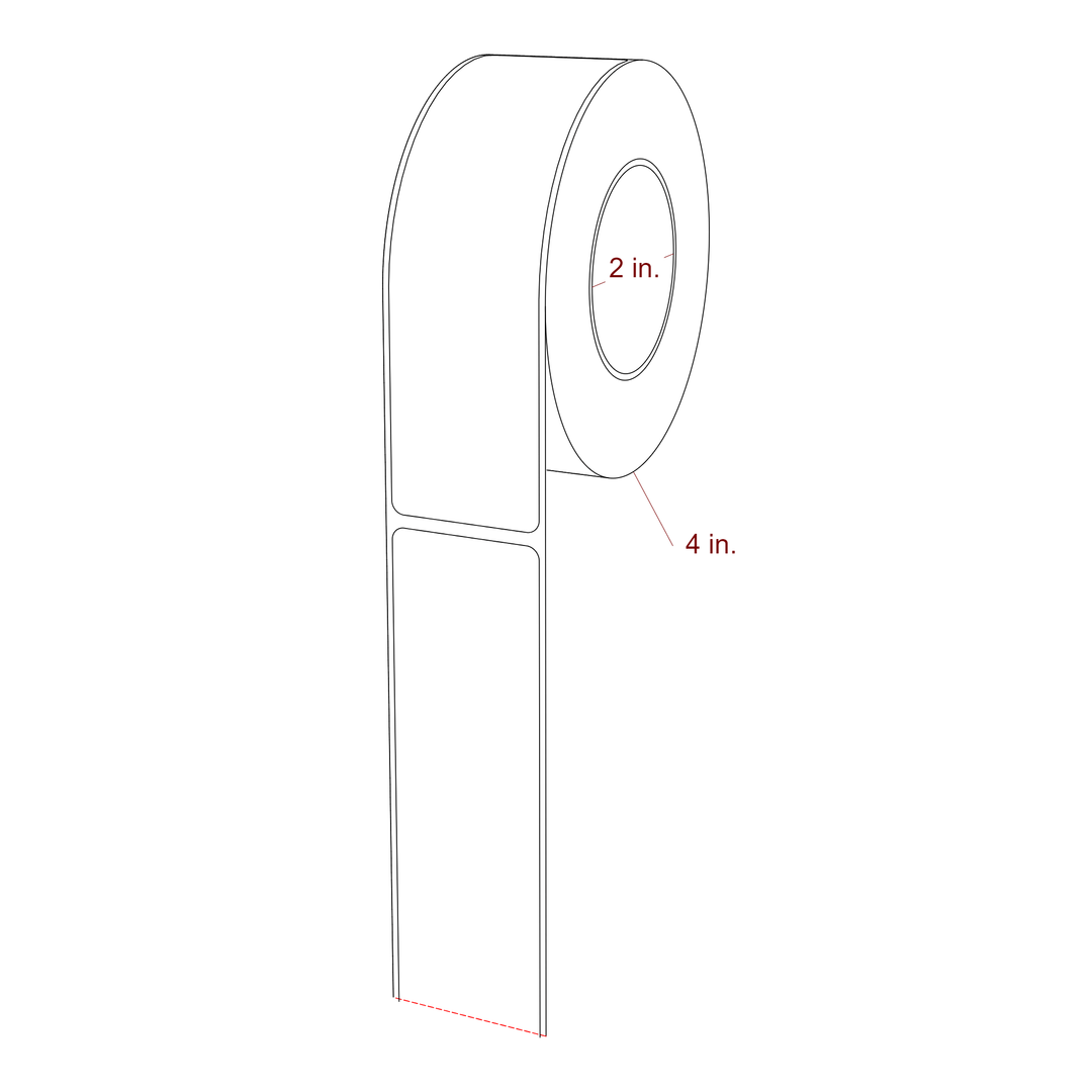 1.5 Inch x 5.25 Inch Rectangle Inkjet Label Roll - 2 Inch Core - 4 Inch Roll OD - 3D Perspective