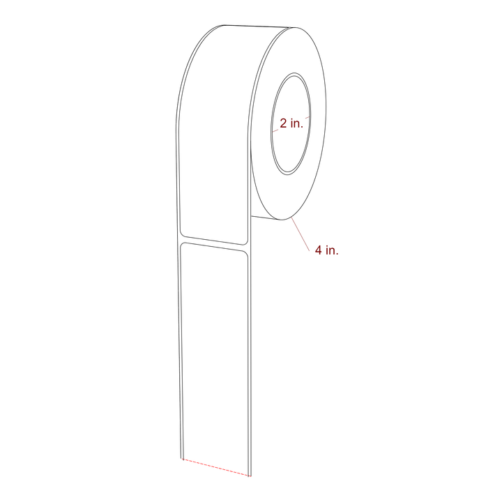 1.5 Inch x 5.25 Inch Rectangle Inkjet Label Roll - 2 Inch Core - 4 Inch Roll OD - 3D Perspective