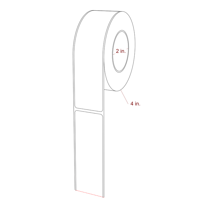 1.5 Inch x 5.75 Inch Rectangle Inkjet Label Roll - 2 Inch Core - 4 Inch Roll OD - 3D Perspective