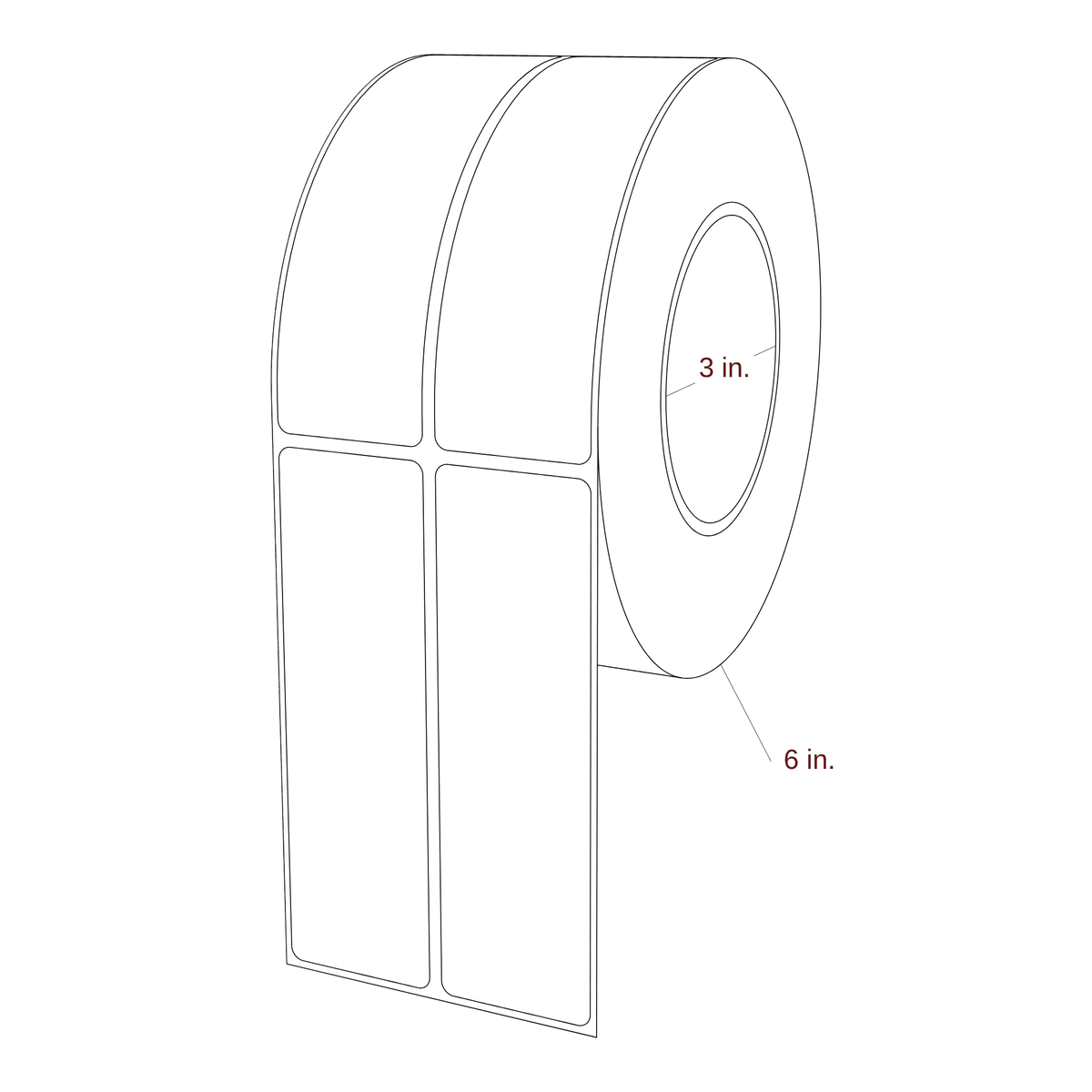 1.5" x 5" Rectangle Roll for Epson ColorWorks & Primera Printers; 1.5" x 5" Rectangle Label Diagram