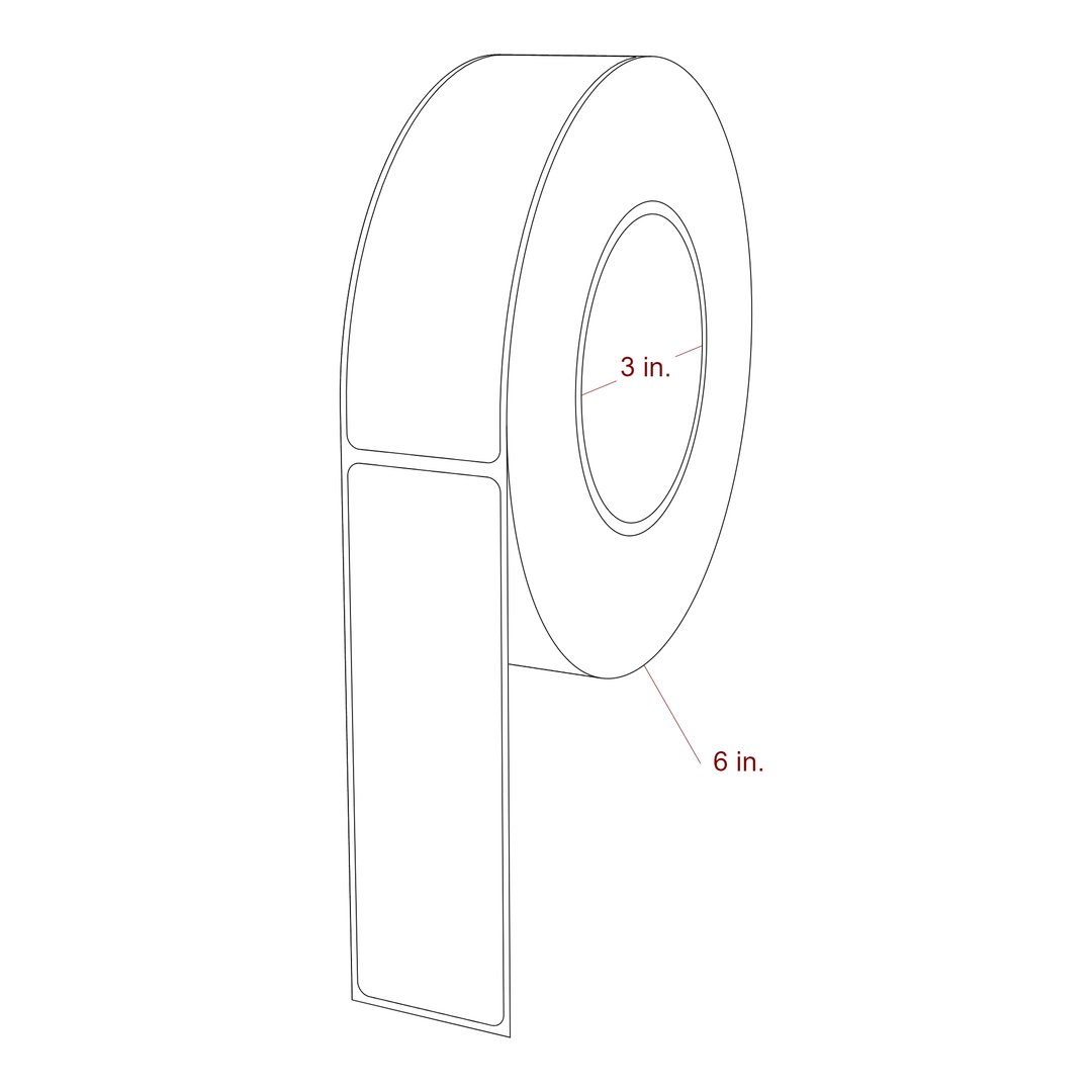 1.5 Inch x 5 Inch Rectangle Inkjet Label Roll - 3 Inch Core - 6 Inch Roll OD - 3D Perspective