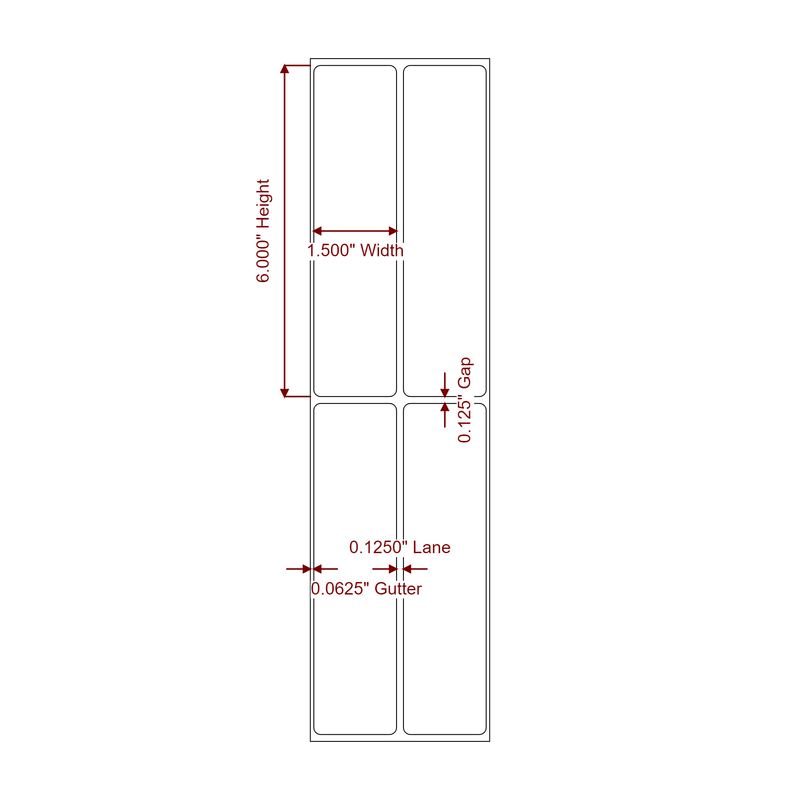 1.5" x 6" Inkjet Label Rolls | Fits Epson ColorWorks & Primera - Label Diagram