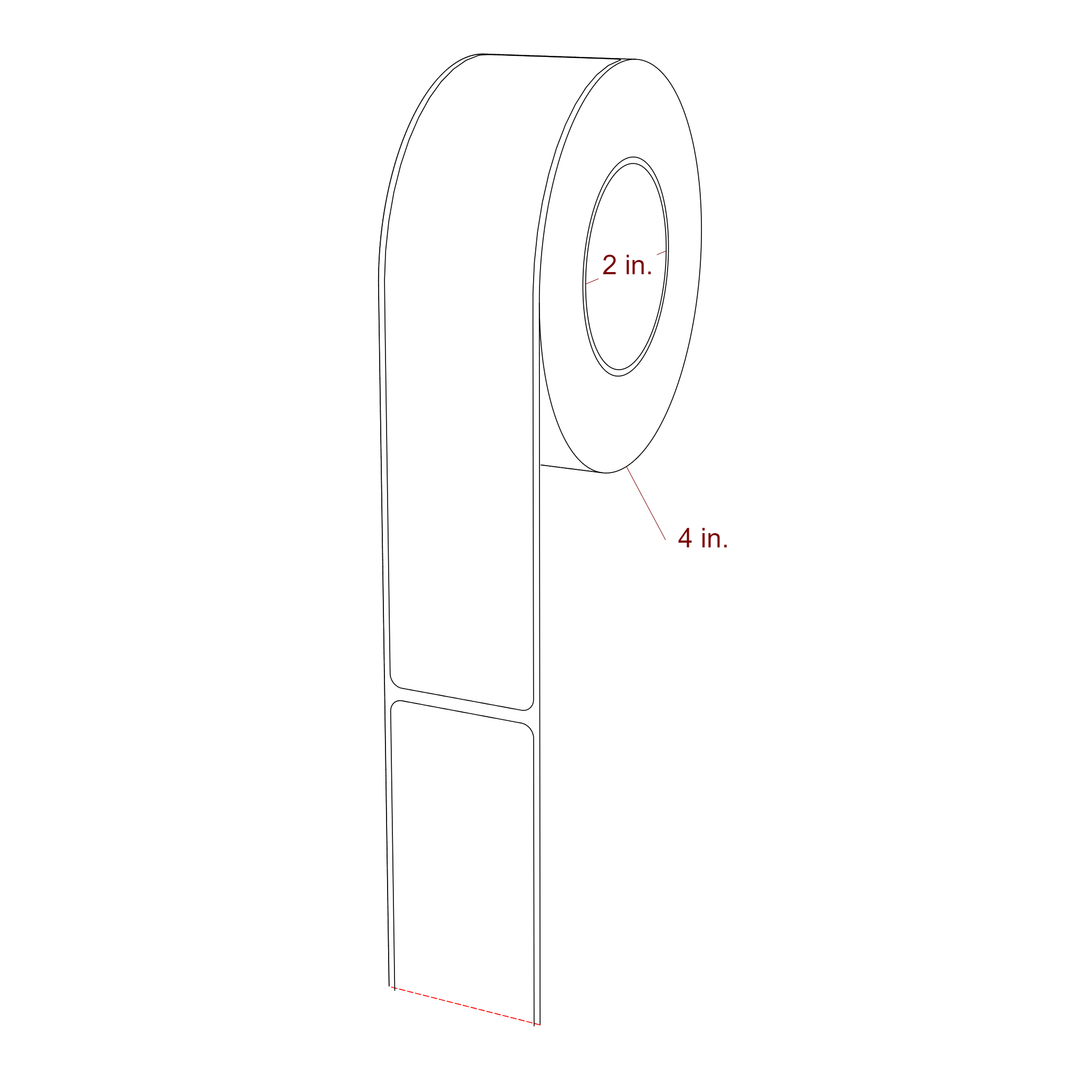 1.5 Inch x 7 Inch Rectangle Inkjet Label Roll - 2 Inch Core - 4 Inch Roll OD - 3D Perspective