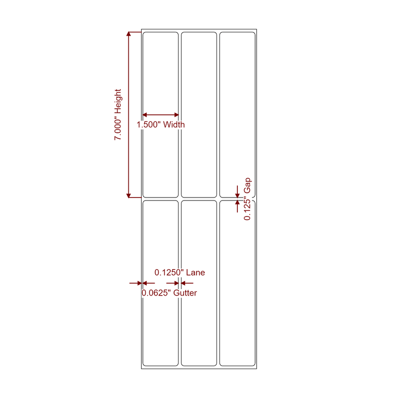1.5" x 7" Inkjet Label Rolls | 3-Up | Fits Epson ColorWorks & Primera - Label Diagram
