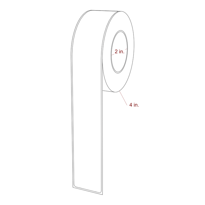 1.5 Inch x 9.75 Inch Rectangle Inkjet Label Roll - 2 Inch Core - 4 Inch Roll OD - 3D Perspective