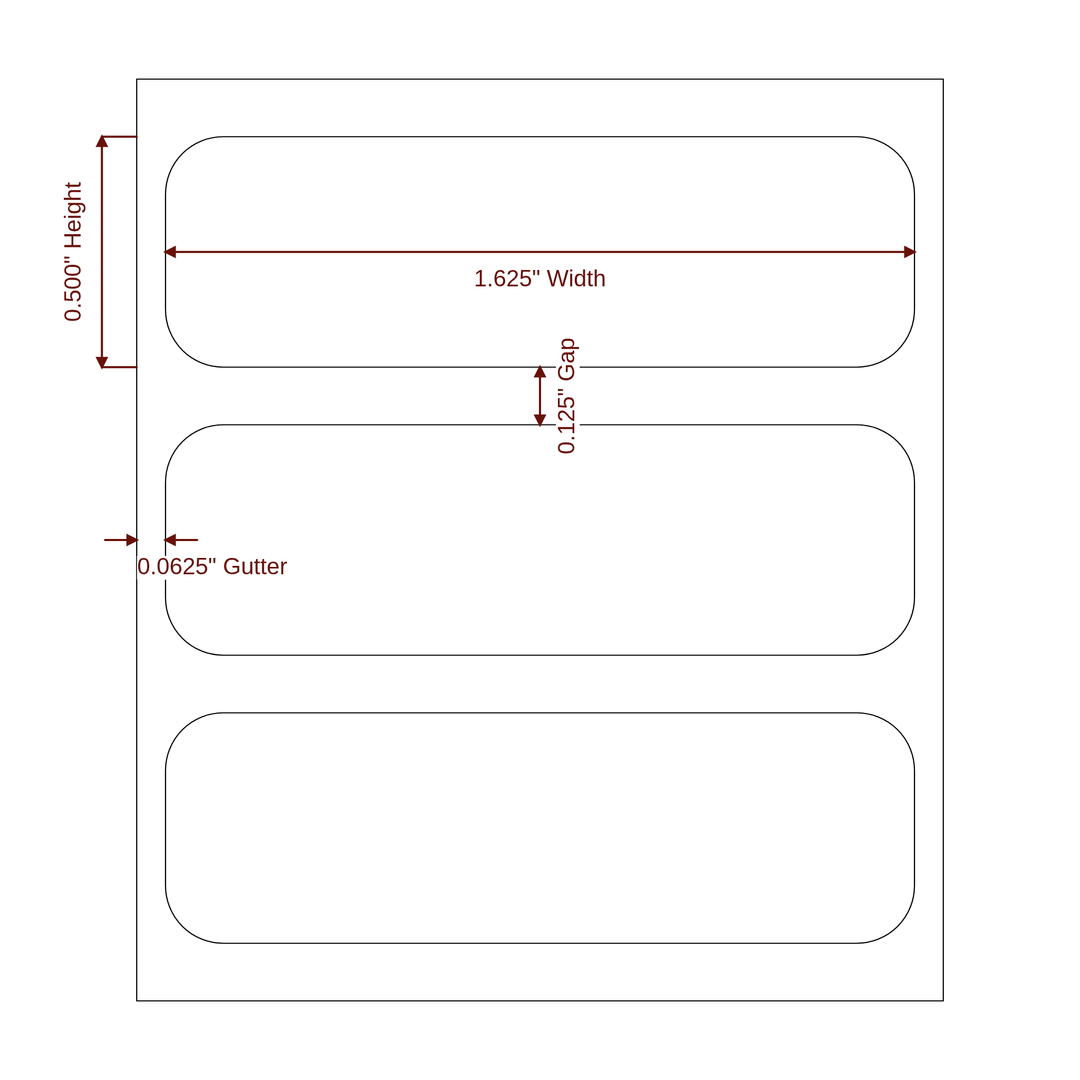 1.625" x 0.5" Rectangle Roll for Epson ColorWorks & Primera Printers; 1.625" x 0.5" Rectangle Label Diagram