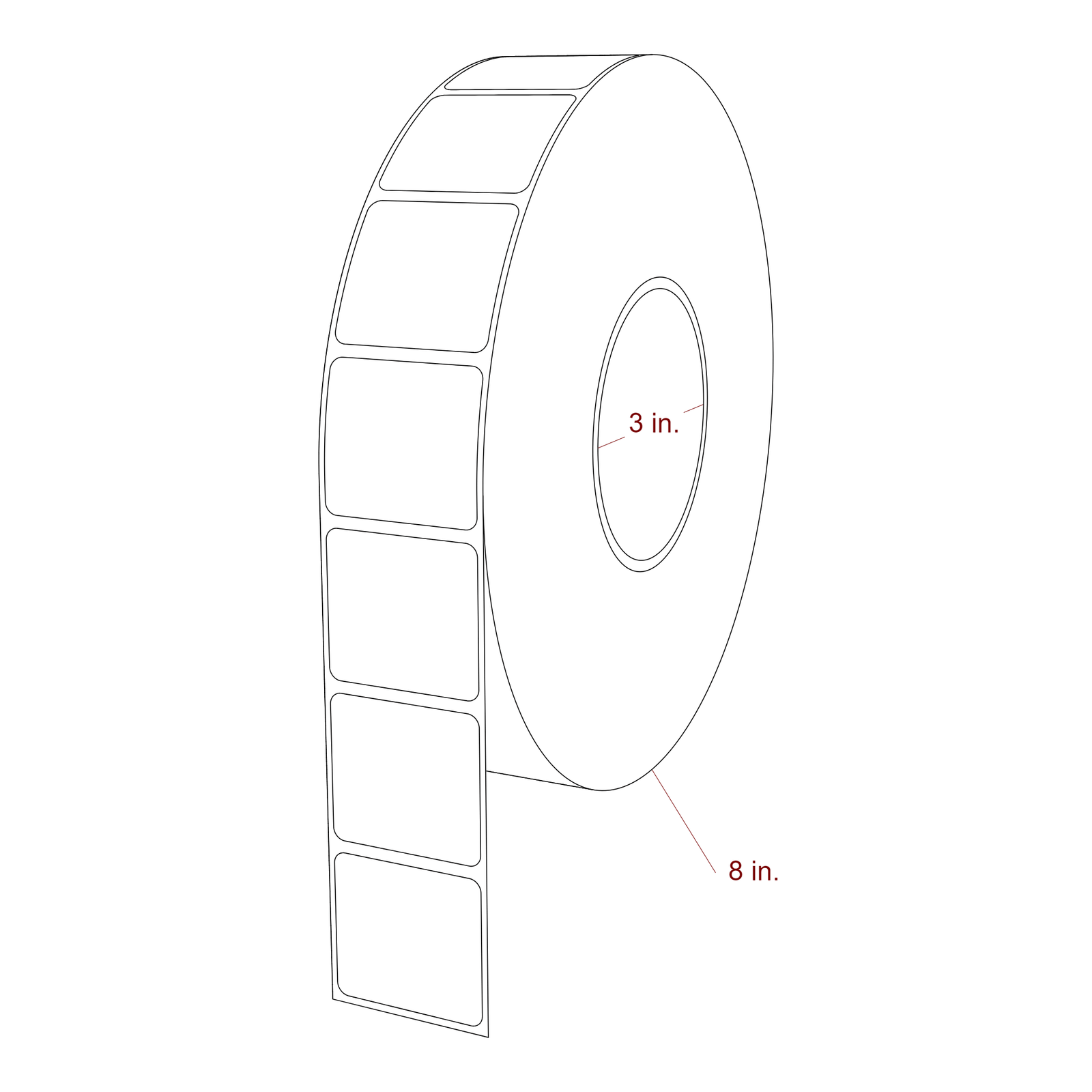 1.625" x 1.5" Rectangle Roll for Epson C6000 & Epson C8000 Printers; 1.625" x 1.5" Rectangle Label Diagram