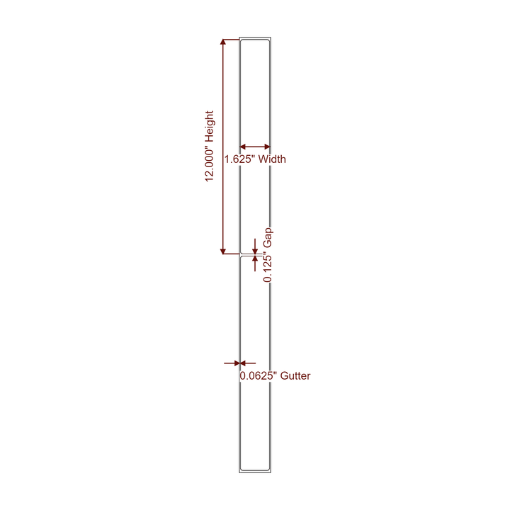 1.625" x 12" Rectangle Roll for Epson ColorWorks & Primera Printers; 1.625" x 12" Rectangle Label Diagram