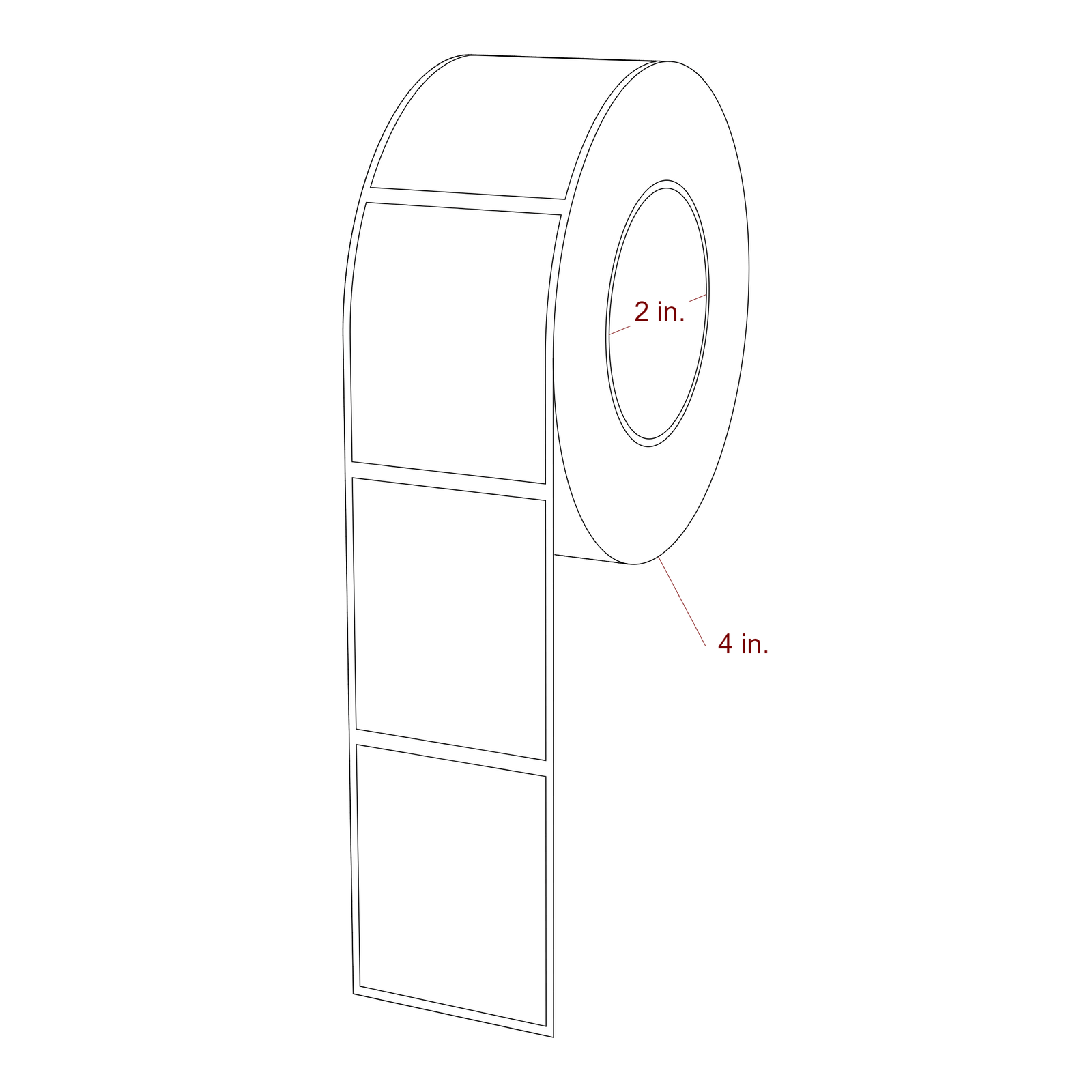 1.625" x 2" Rectangle Roll for Epson ColorWorks & Primera Printers; 1.625" x 2" Rectangle Label Diagram