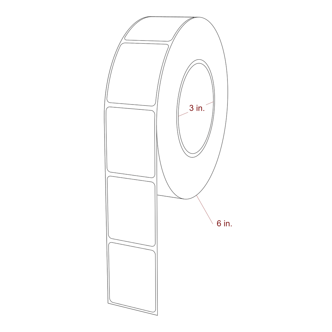1.625 Inch x 2 Inch Rectangle Inkjet Label Roll - 3 Inch Core - 6 Inch Roll OD - 3D Perspective