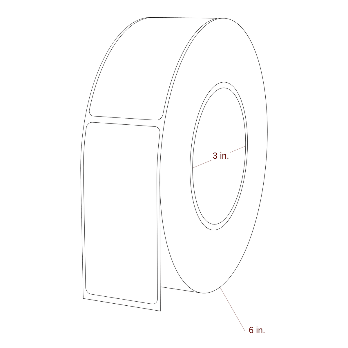 1.625" x 3.5" Rectangle Roll for Epson ColorWorks & Primera Printers; 1.625" x 3.5" Rectangle Label Diagram
