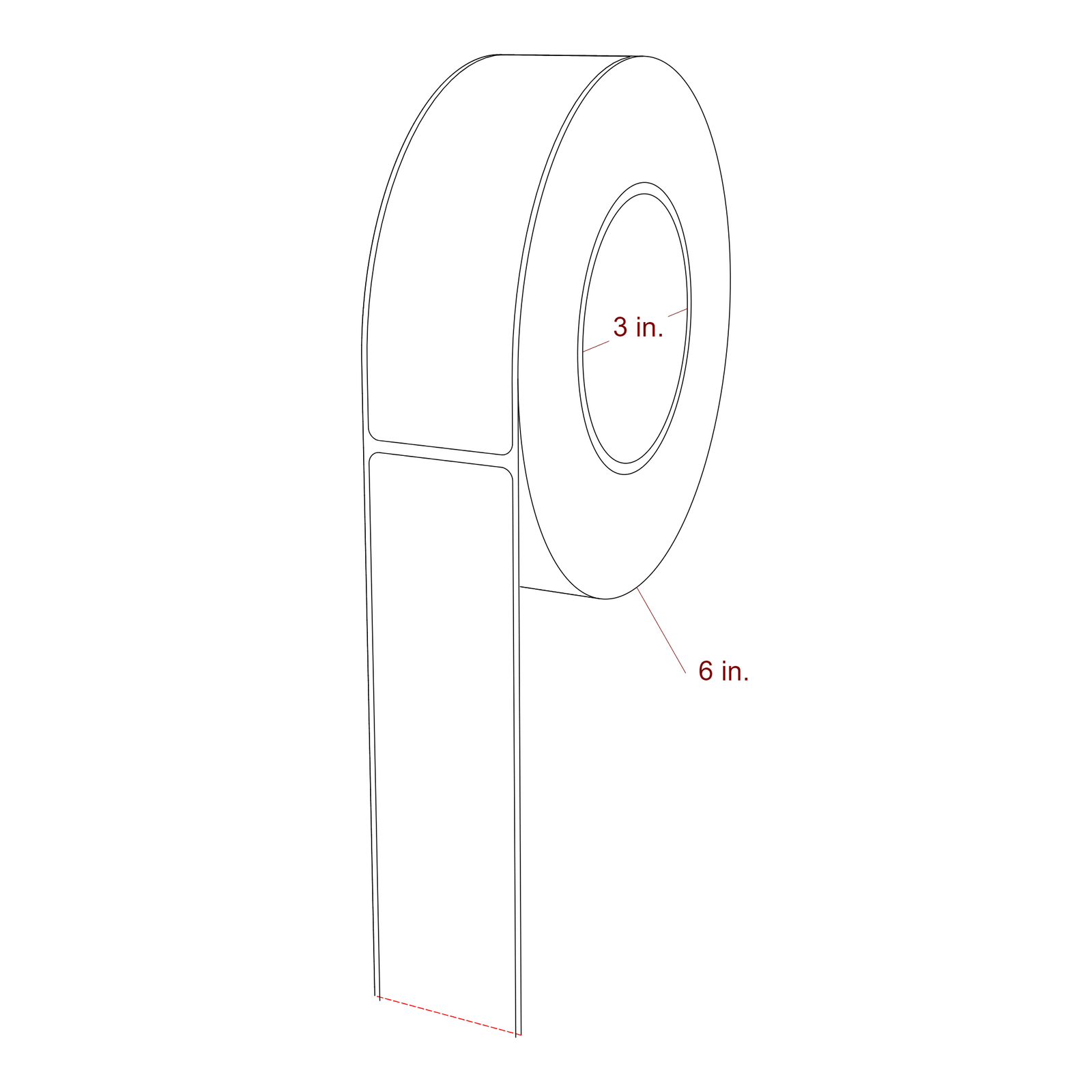 1.625" x 5.438" Rectangle Roll for Epson ColorWorks & Primera Printers; 1.625" x 5.438" Rectangle Label Diagram