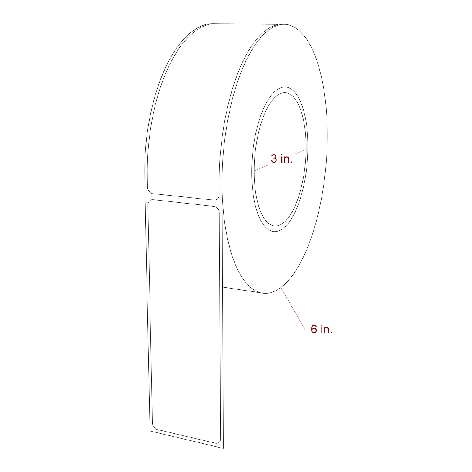 1.625" x 5" Rectangle Roll for Epson ColorWorks & Primera Printers; 1.625" x 5" Rectangle Label Diagram