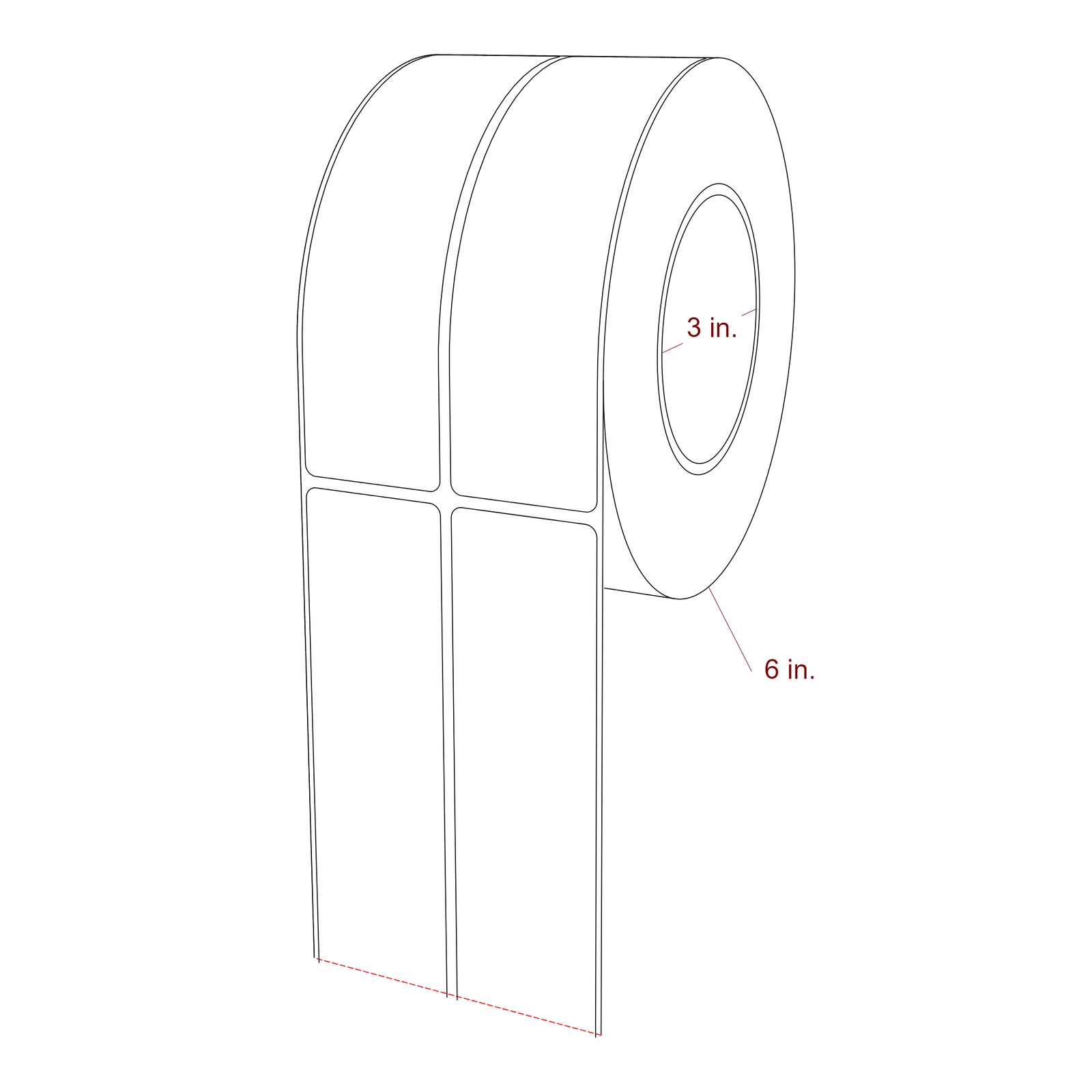 1.625" x 6" Rectangle Roll for Epson ColorWorks & Primera Printers; 1.625" x 6" Rectangle Label Diagram