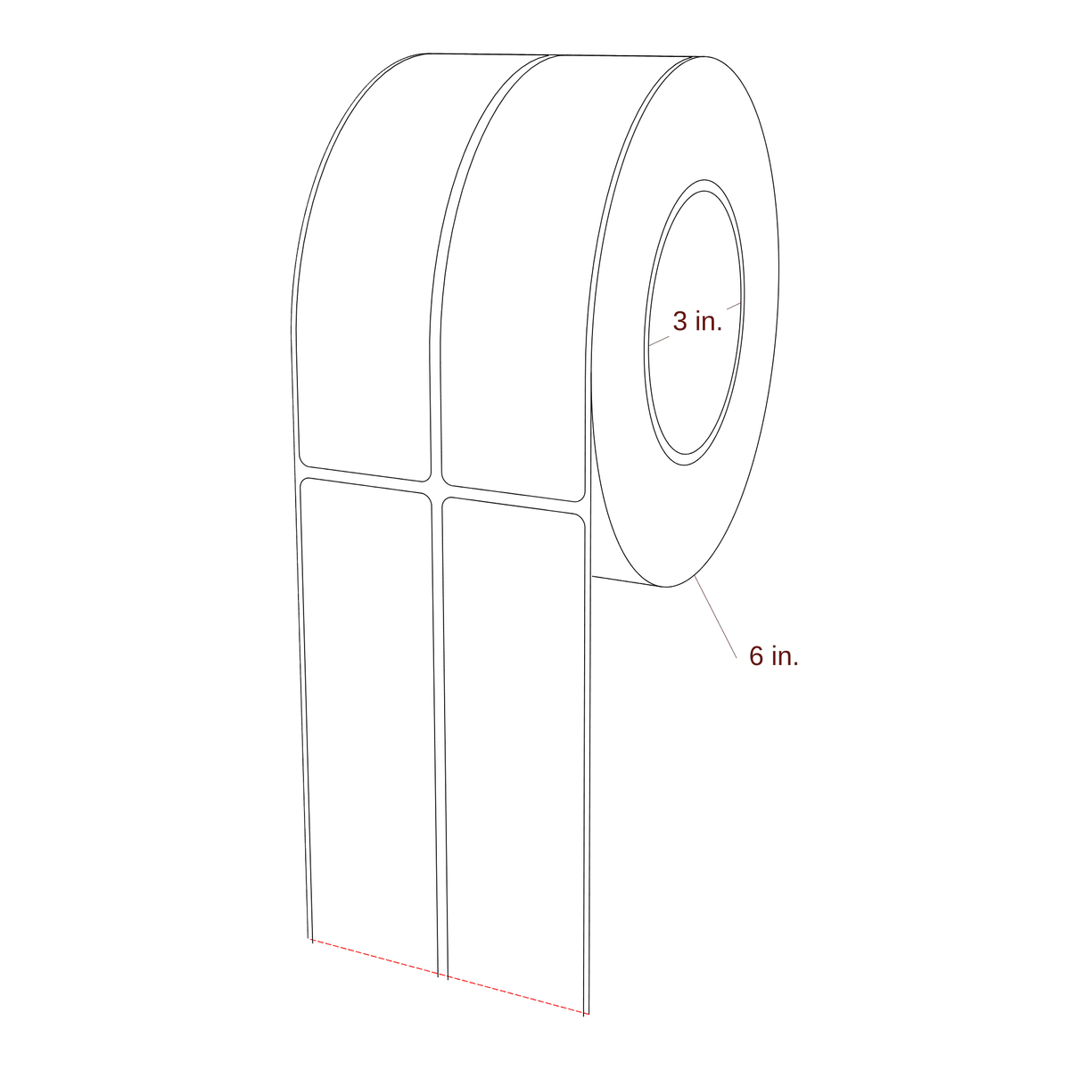 1.625" x 6" Rectangle Roll for Epson ColorWorks & Primera Printers; 1.625" x 6" Rectangle Label Diagram