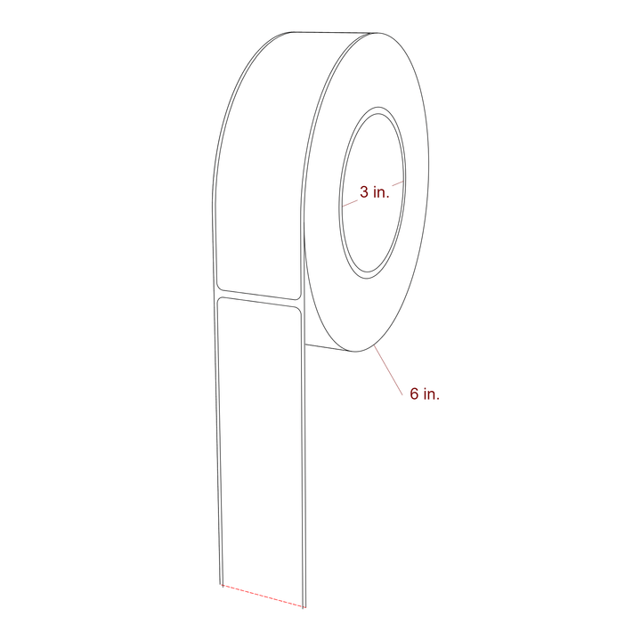1.625" x 6" Rectangle Roll for Epson ColorWorks & Primera Printers; 1.625" x 6" Rectangle Label Diagram