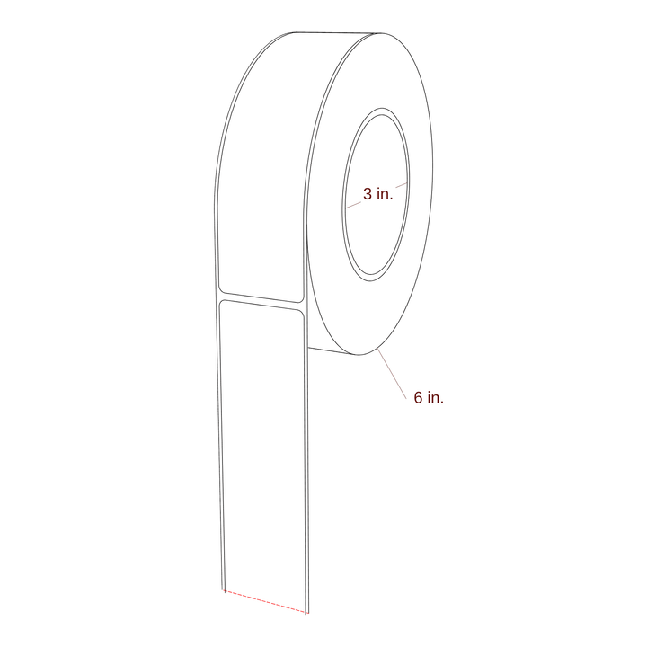 1.625" x 6" Rectangle Roll for Epson ColorWorks & Primera Printers; 1.625" x 6" Rectangle Label Diagram