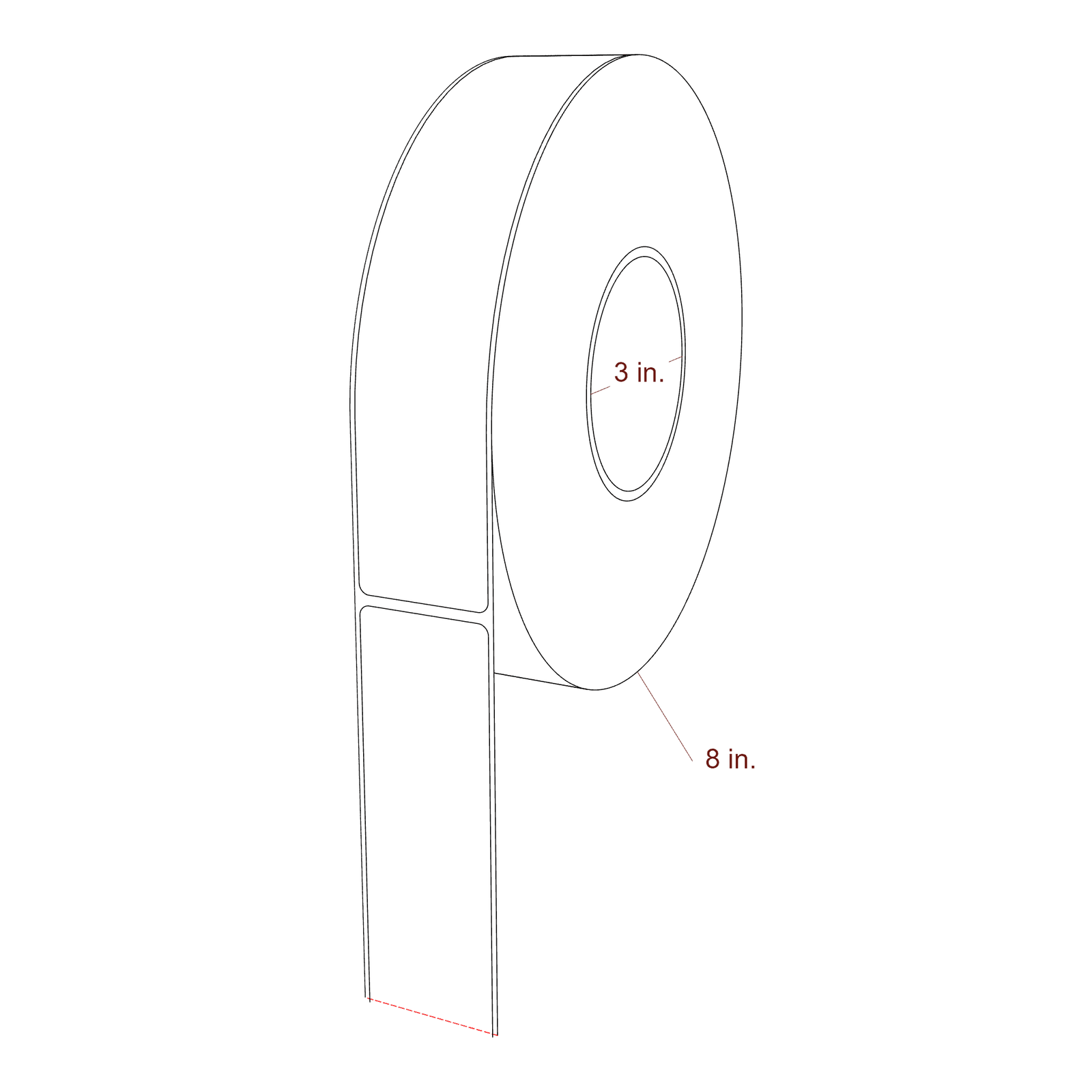 1.625" x 8" Rectangle Roll for Epson C6000 & Epson C8000 Printers; 1.625" x 8" Rectangle Label Diagram