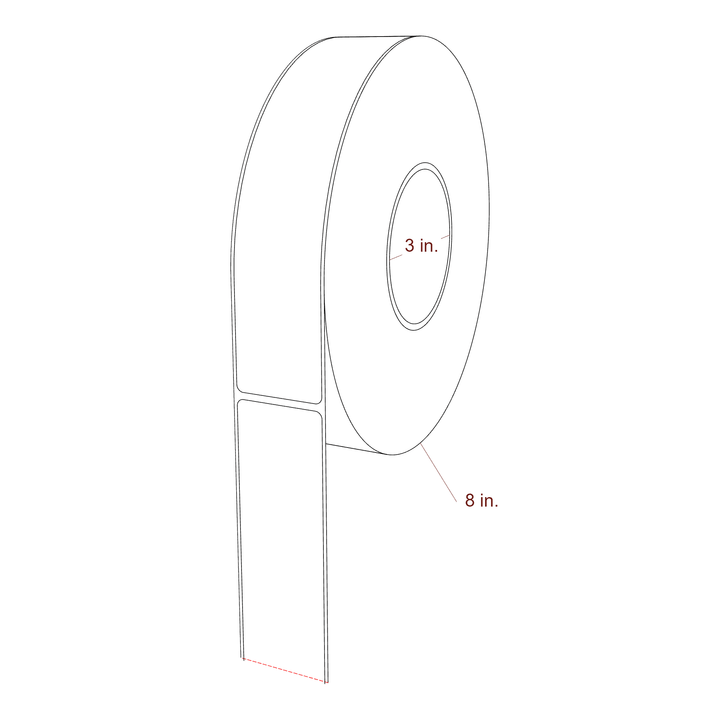 1.625" x 8" Rectangle Roll for Epson C6000 & Epson C8000 Printers; 1.625" x 8" Rectangle Label Diagram
