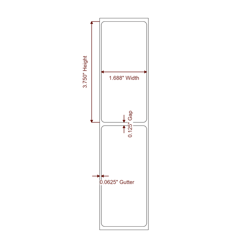 1.6875" x 3.75" Inkjet Label Rolls | Fits Epson ColorWorks & Primera - Label Diagram