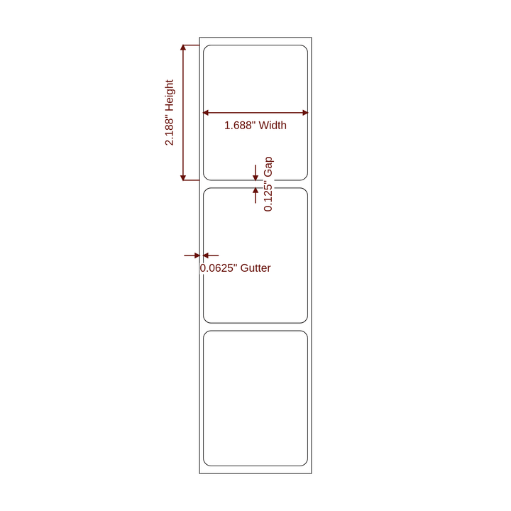 1.688" x 2.1875" Rectangle Roll for Epson ColorWorks & Primera Printers; 1.688" x 2.1875" Rectangle Label Diagram