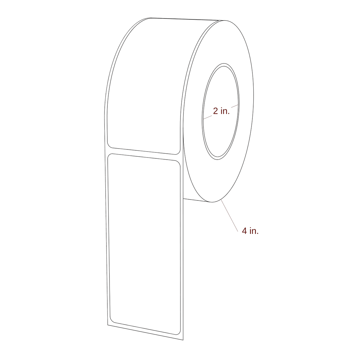 1.688" x 3.75" Rectangle Roll for Epson ColorWorks & Primera Printers; 1.688" x 3.75" Rectangle Label Diagram