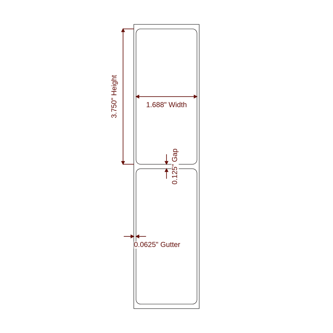 1.688" x 3.75" Rectangle Roll for Epson ColorWorks & Primera Printers; 1.688" x 3.75" Rectangle Label Diagram